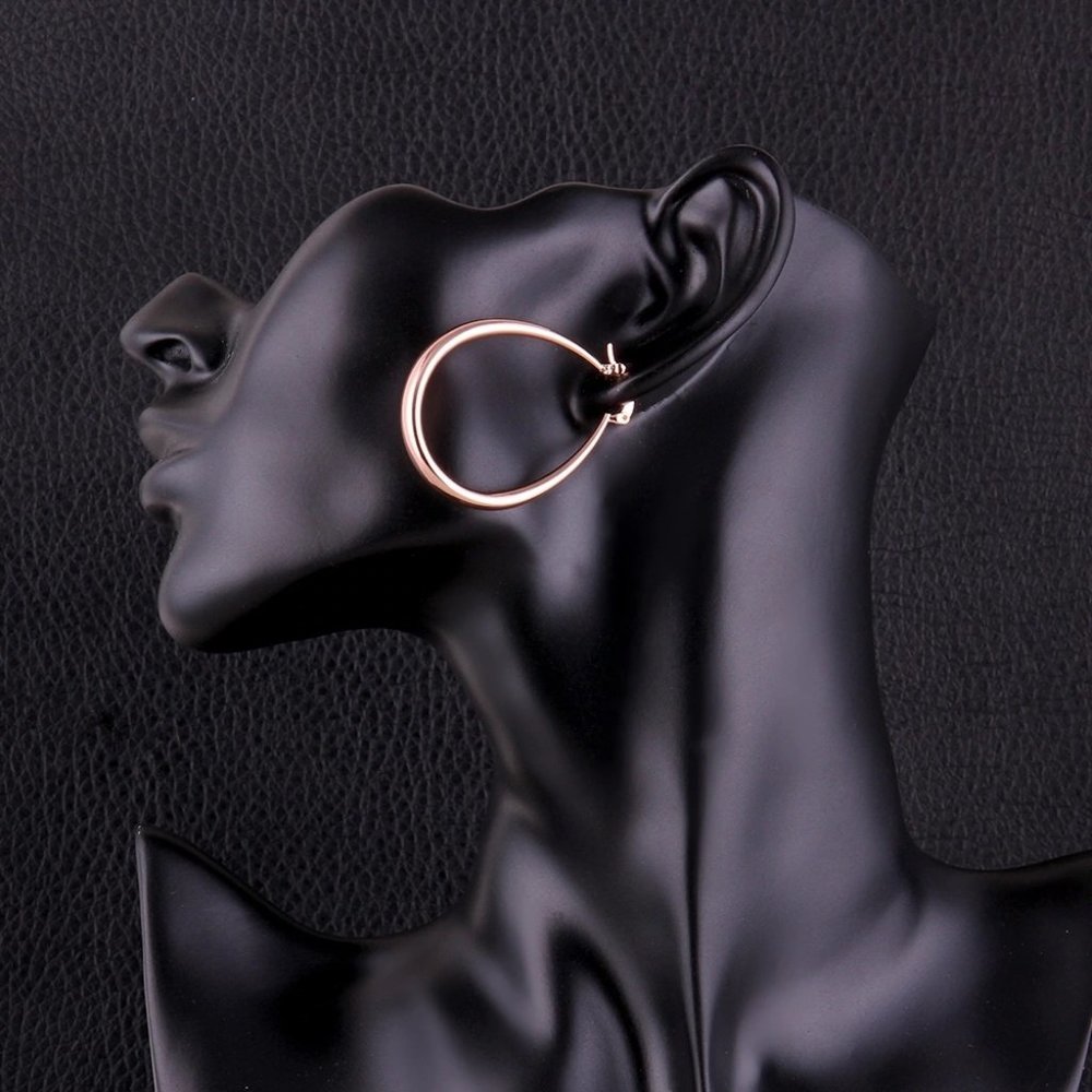 NEW Rose Gold Oval Hoop Earrings - Picture 2 of 4